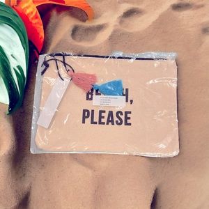 Fallon &amp; Royce Womens Beach Please Canvas Makeup Bag, Beige‎